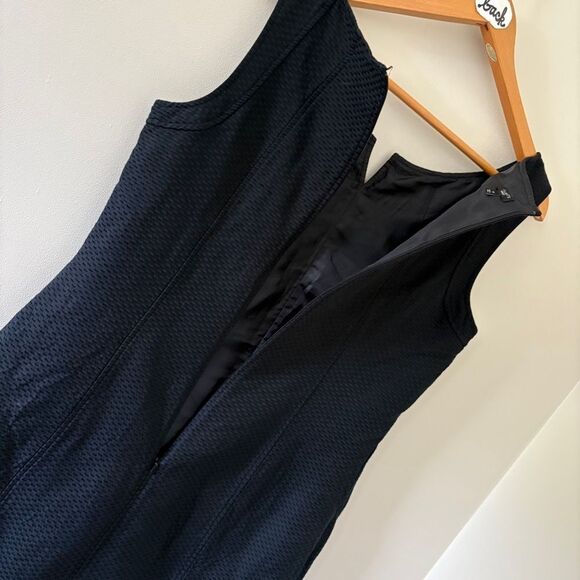 Talbots Black Textured Cotton Silk Sleeveless Fitted Dress Women's 14 excellent - Picture 6 of 11
